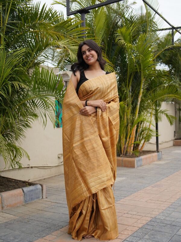 GOLDEN TISSUE TUSSAR SAREE
