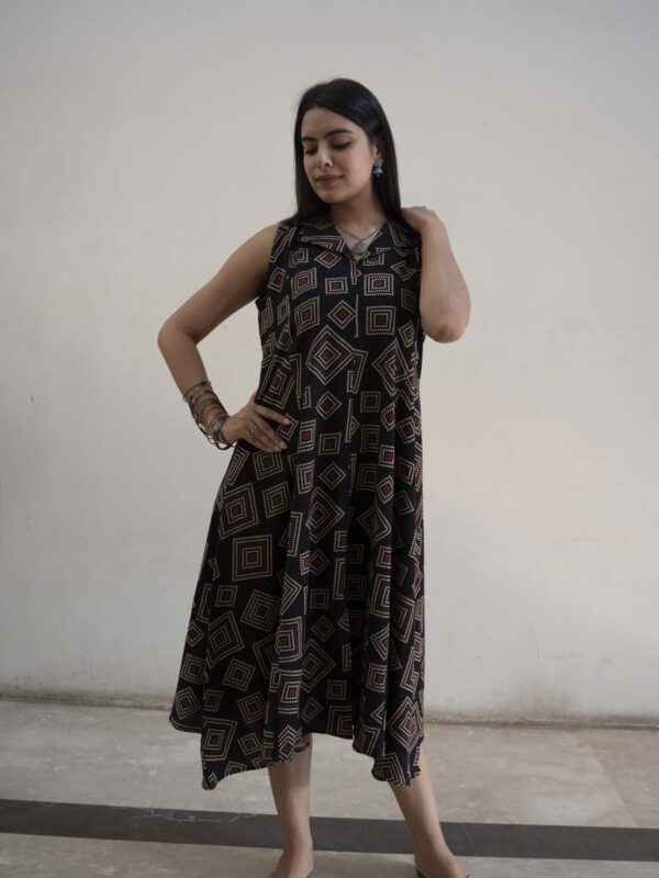 Handblock dress sleeveless