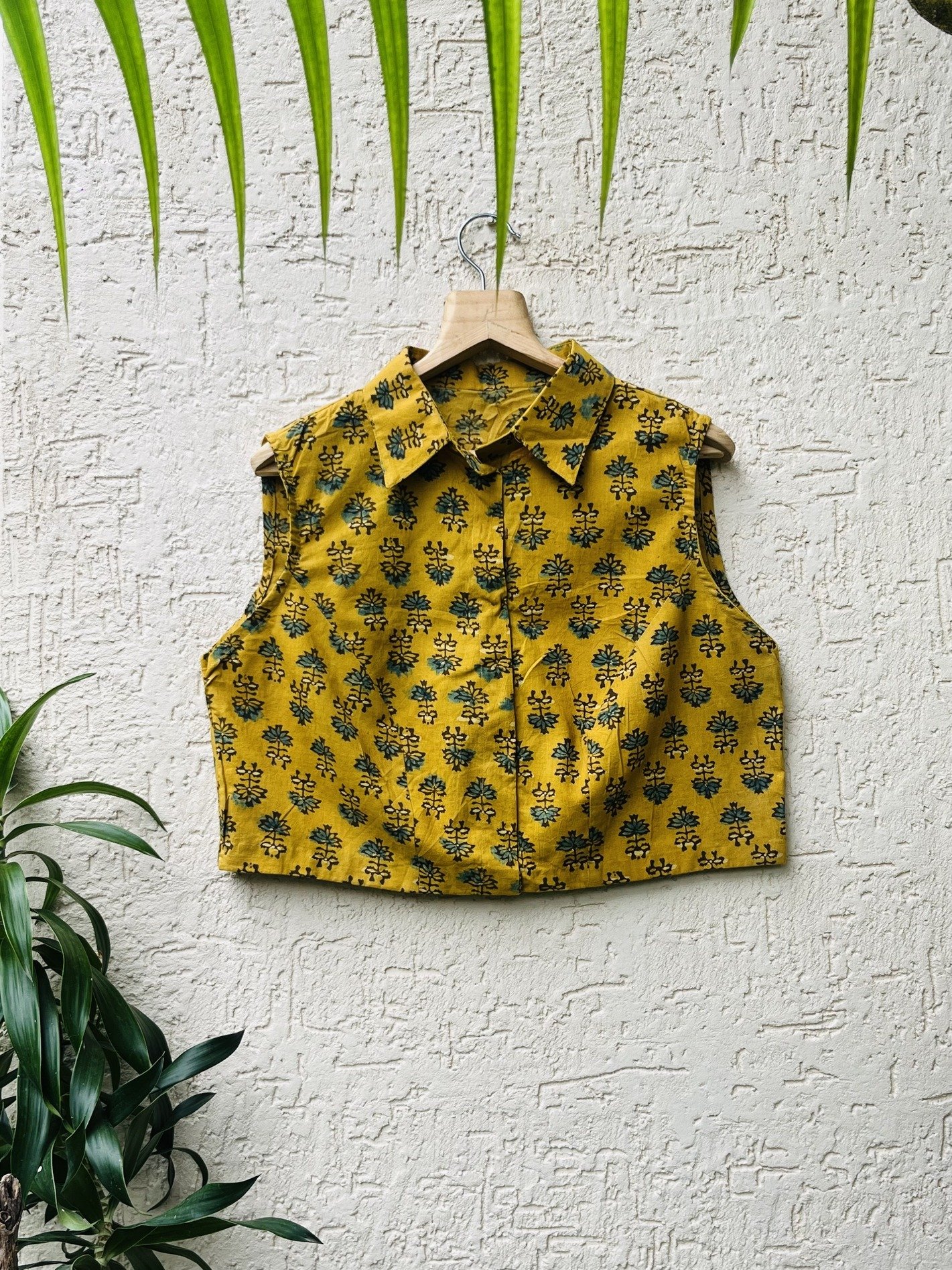 IMG_6043.jpg YELLOW AJRAKH COTTON TOP/BLOUSE - Image 1