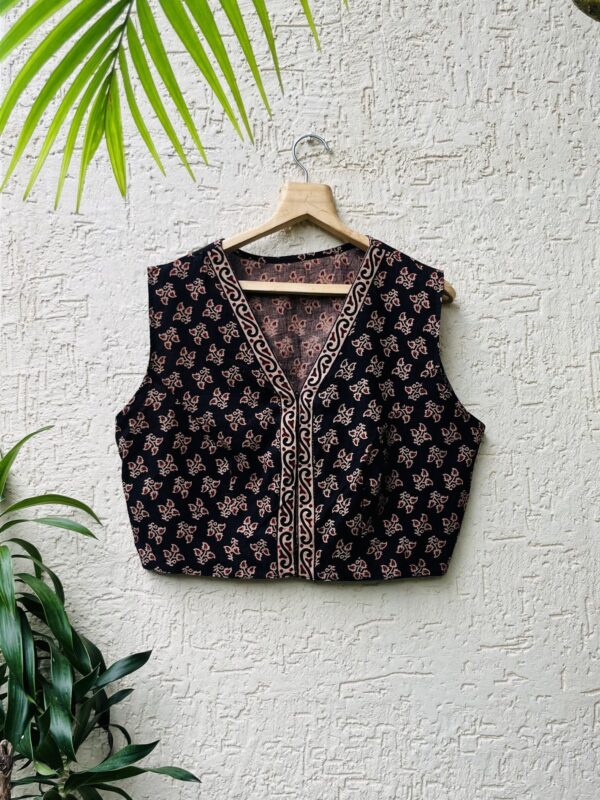 BLACK COTTON AJRAK/TOP/ BLOUSE