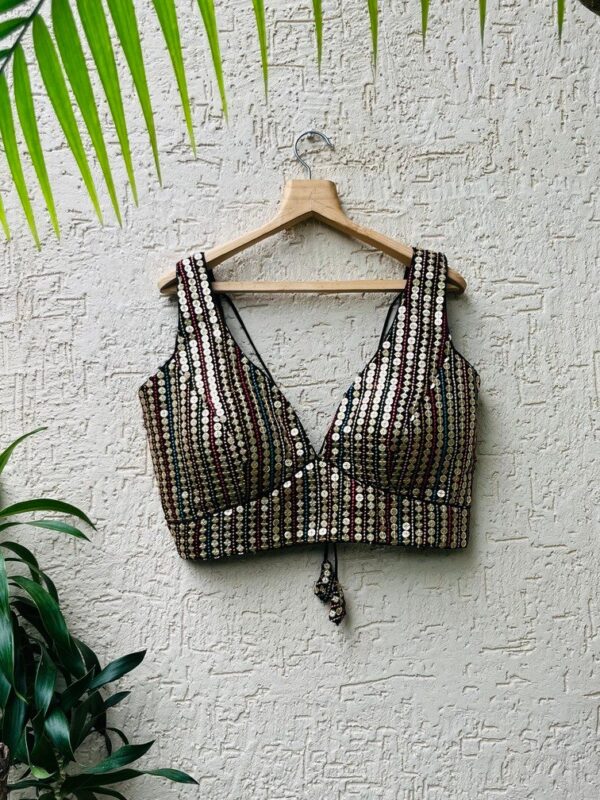 BLACK SEQUENCE WORK BLOUSE