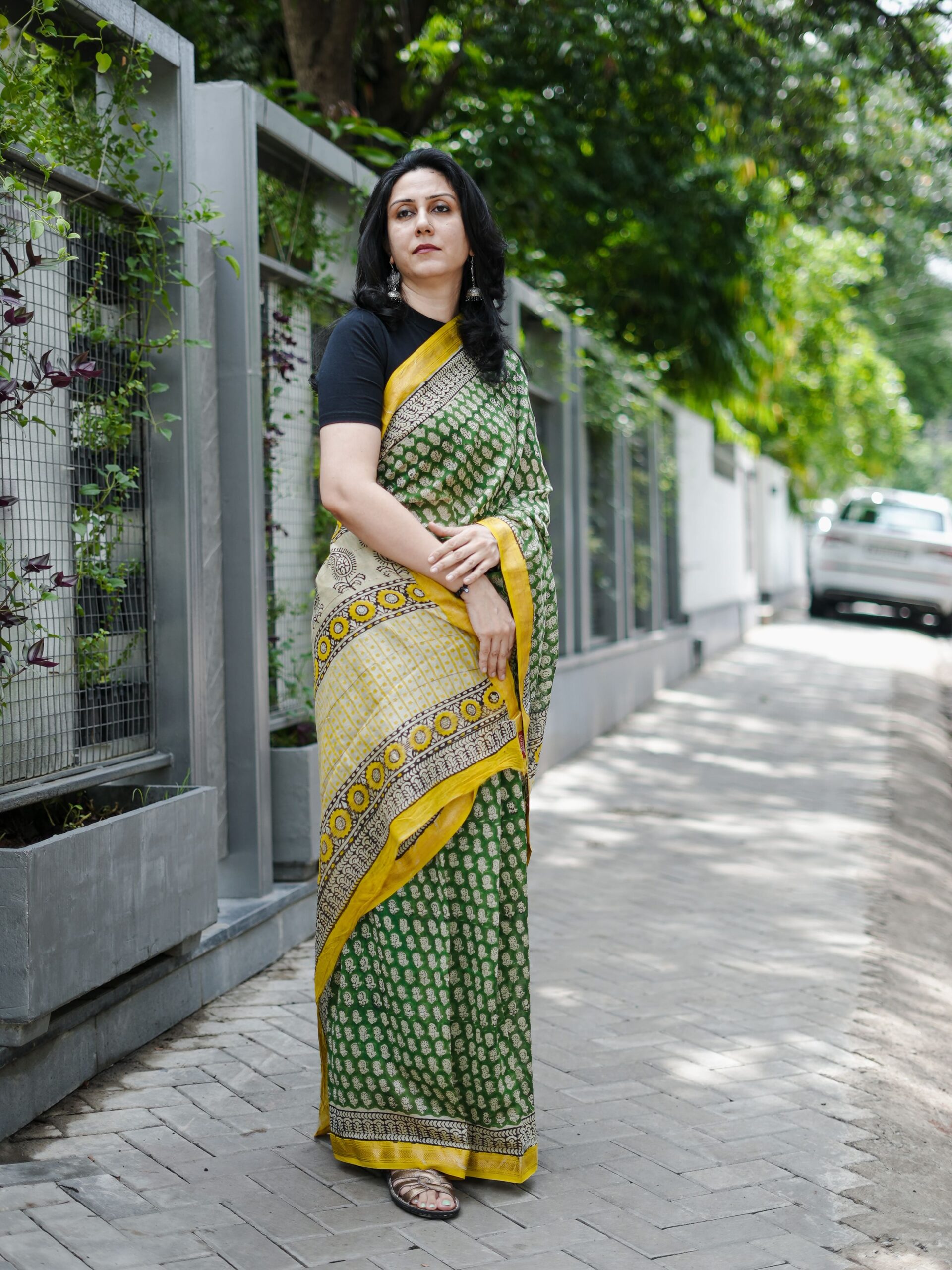 ZVE05119 Maheshwari handblock saree - Image 1