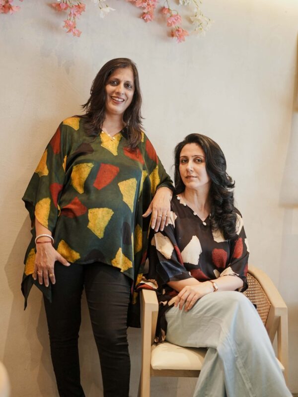 Modal silk ajrakh kaftan tops