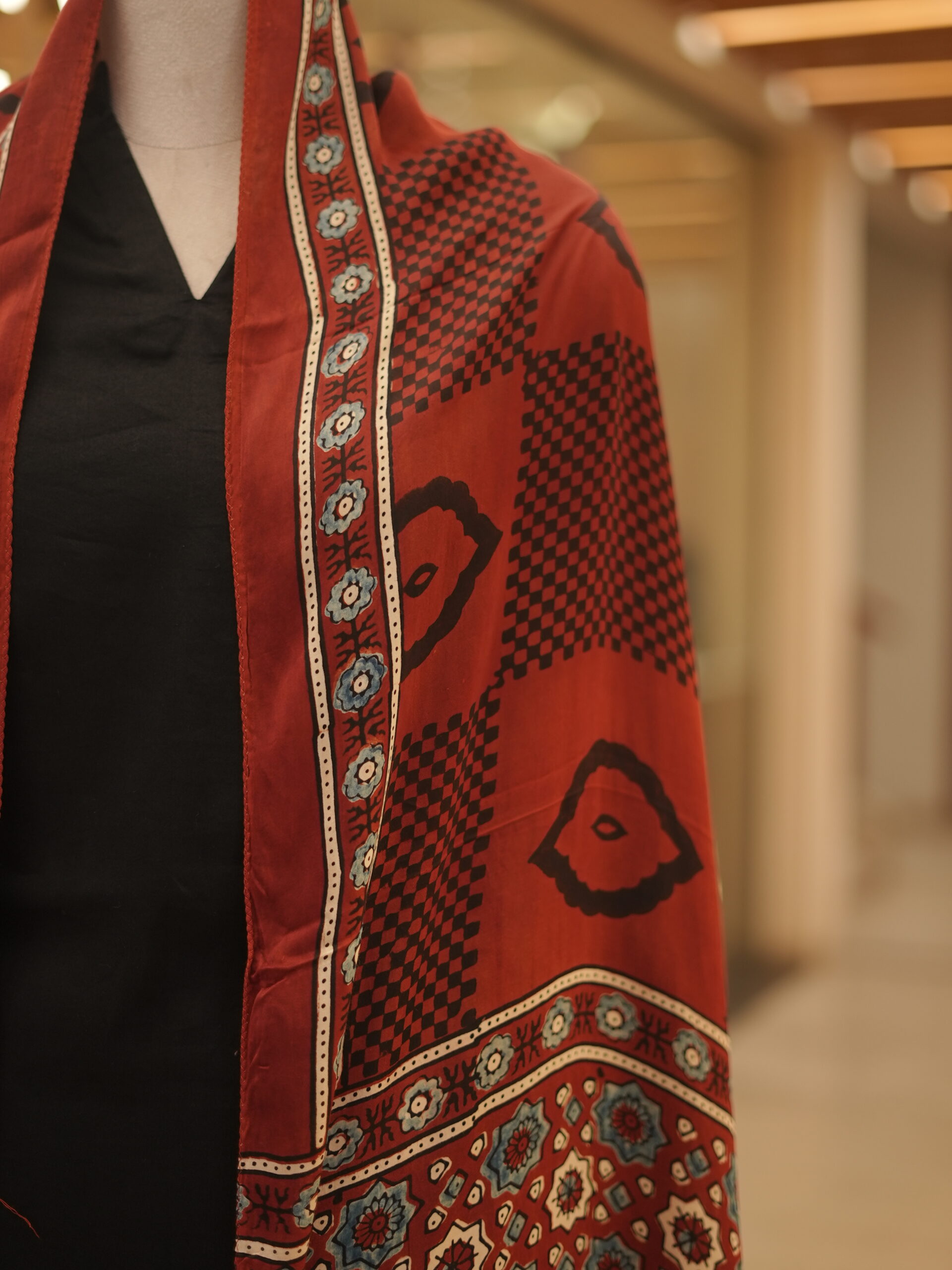 ZVE05613 Modal silk ajrakh stoles - Image 2