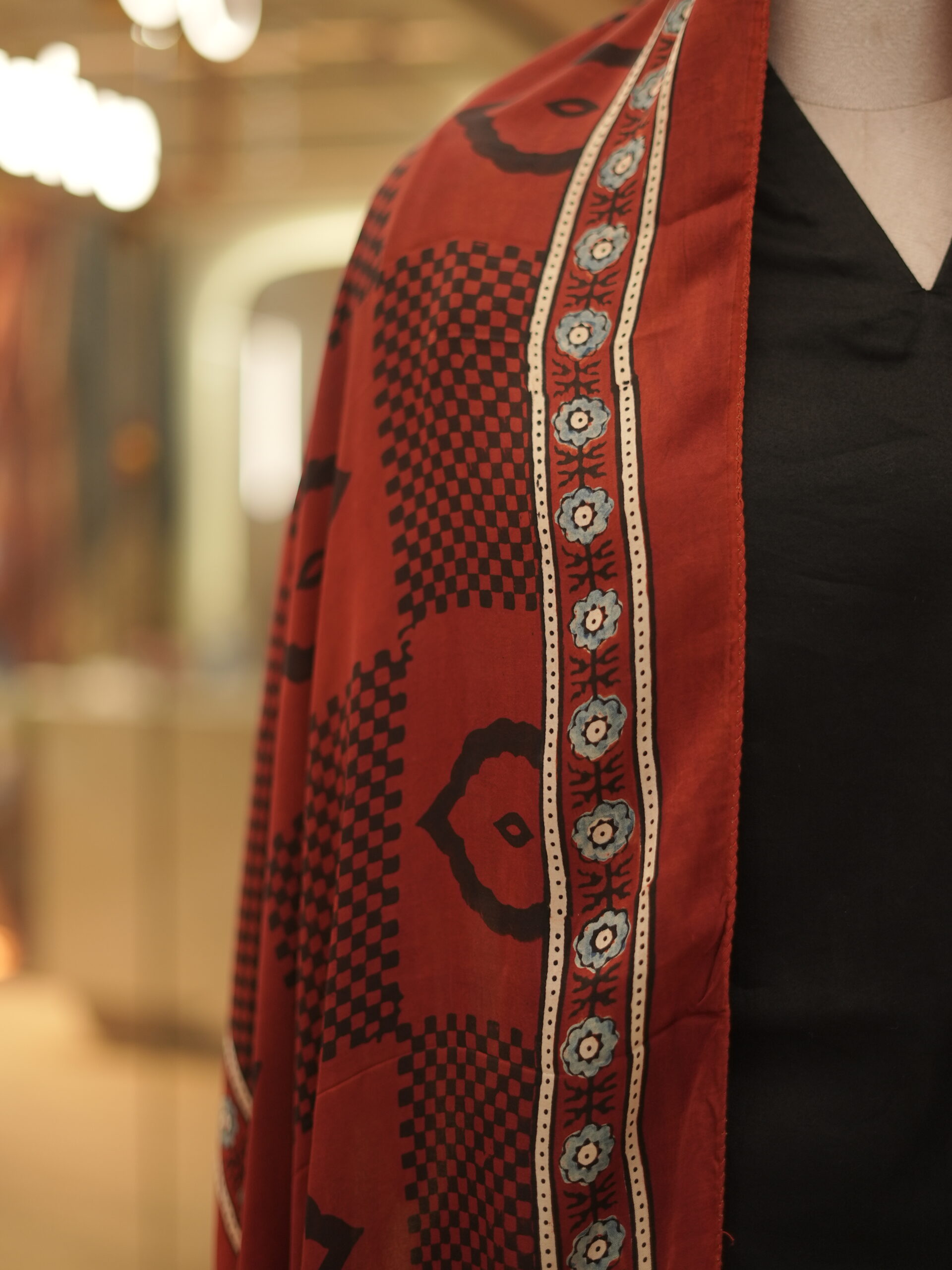 ZVE05614 Modal silk ajrakh stoles - Image 3