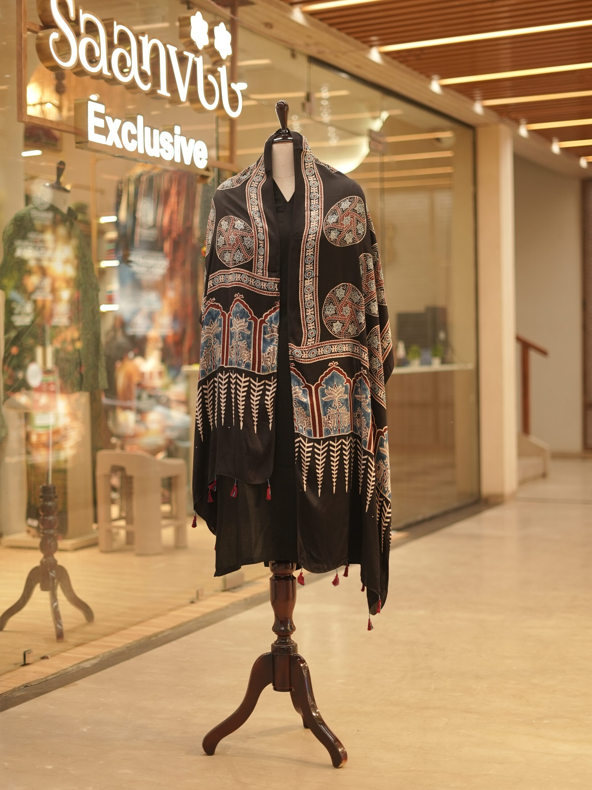 ZVE05749 Modal silk ajrakh stoles - Image 1