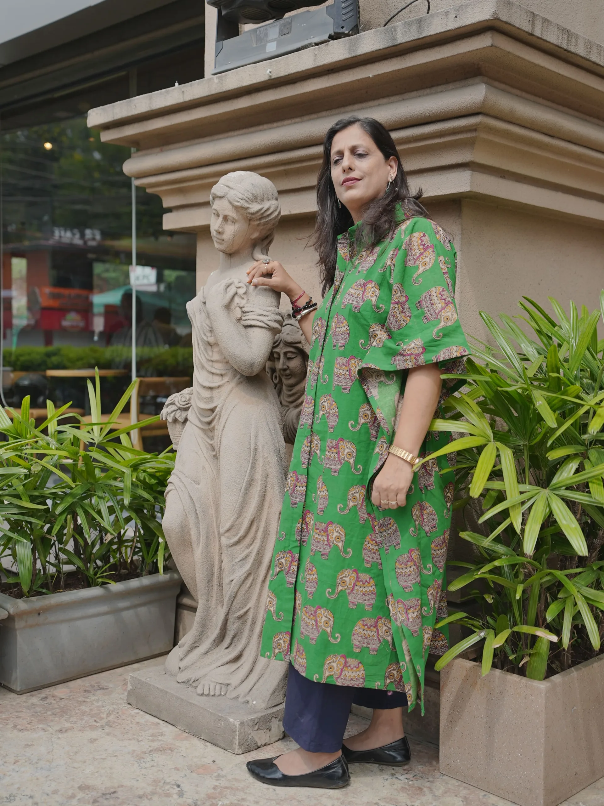 ZVE06848-min Handblock Kaftaan Dress - Image 5