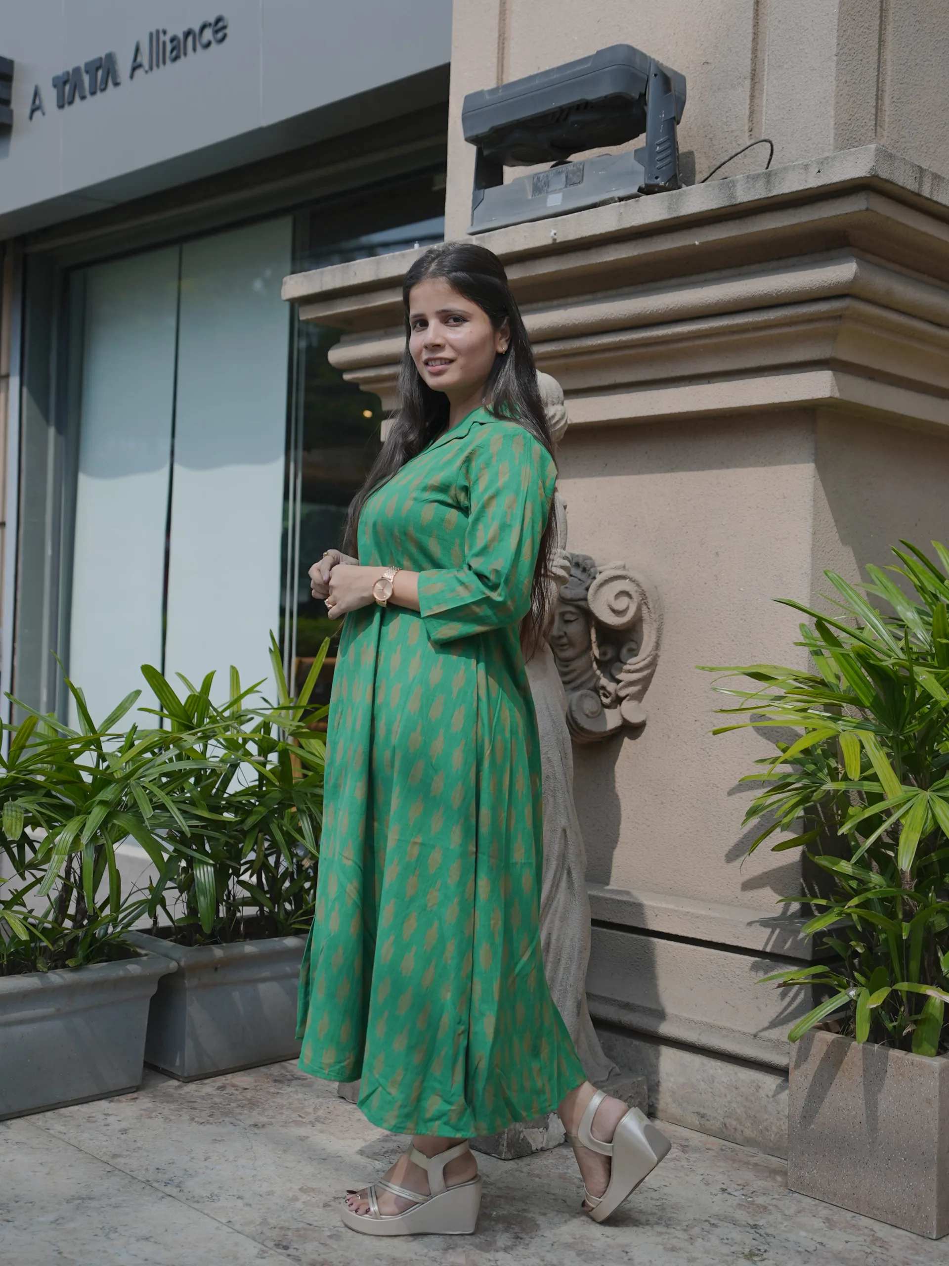 ZVE06883 Handwoven Ikkat Dress - Image 7