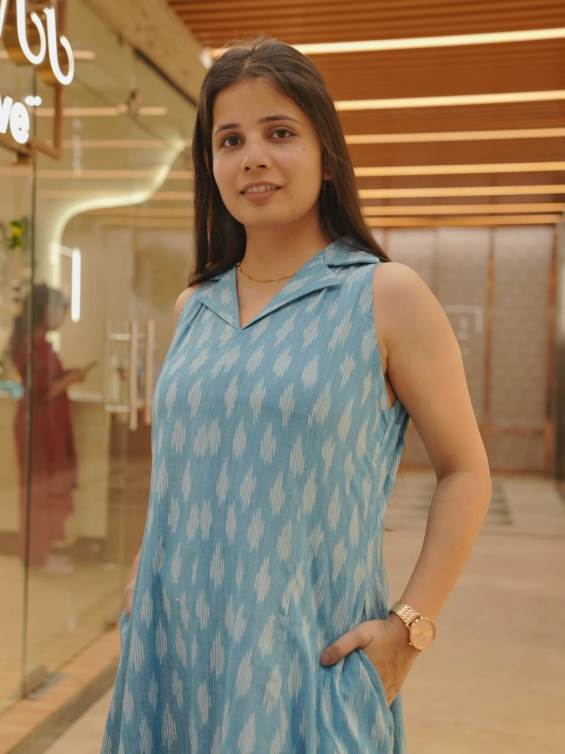 ZVE07129 Handwoven Ikkat Dress - Image 2