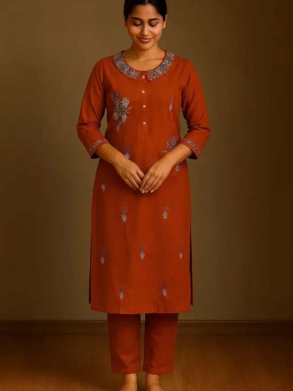 Khadi cotton embroidary cord set